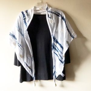 J Jill Scarf Wrap 98% Cotton with Tassels Made India Triangular Shape Texture